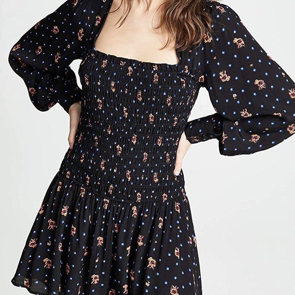 Free People XS Two Faces long sleeved floral mini dress